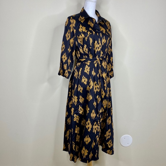 Jones New York Button Down Shirt Dress Black Tan - Picture 3 of 6